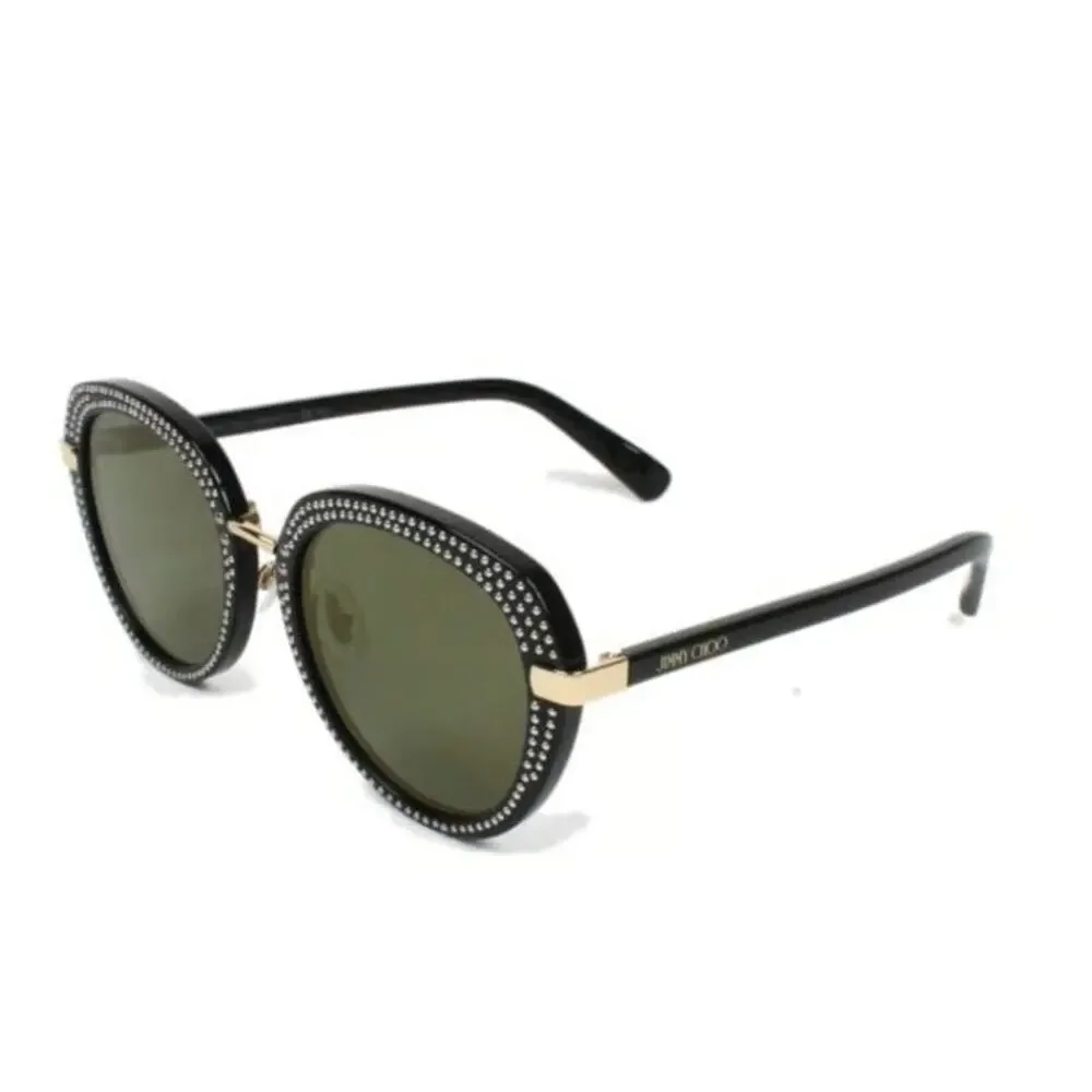 New Jimmy Choo MORI/S Studded Black Round Sunglasses 52mm